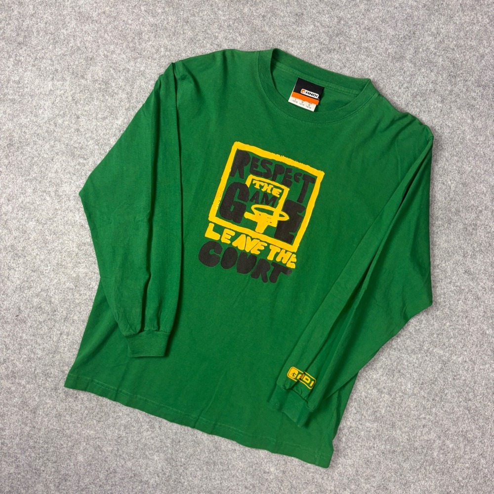 AND1 Youth Large Green Long Sleeve Respect The Game Basketball Graphic T-Shirt